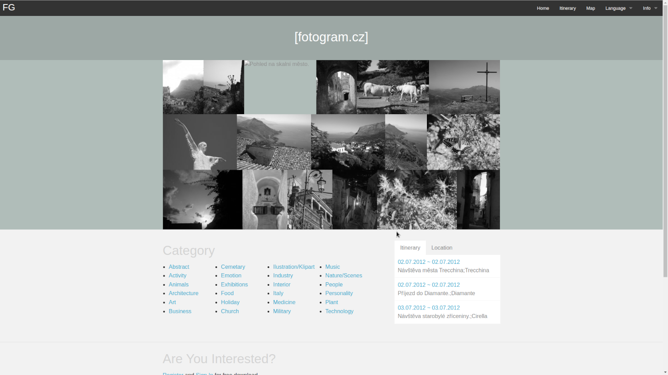 Screenshot of FOTOGRAM web application.