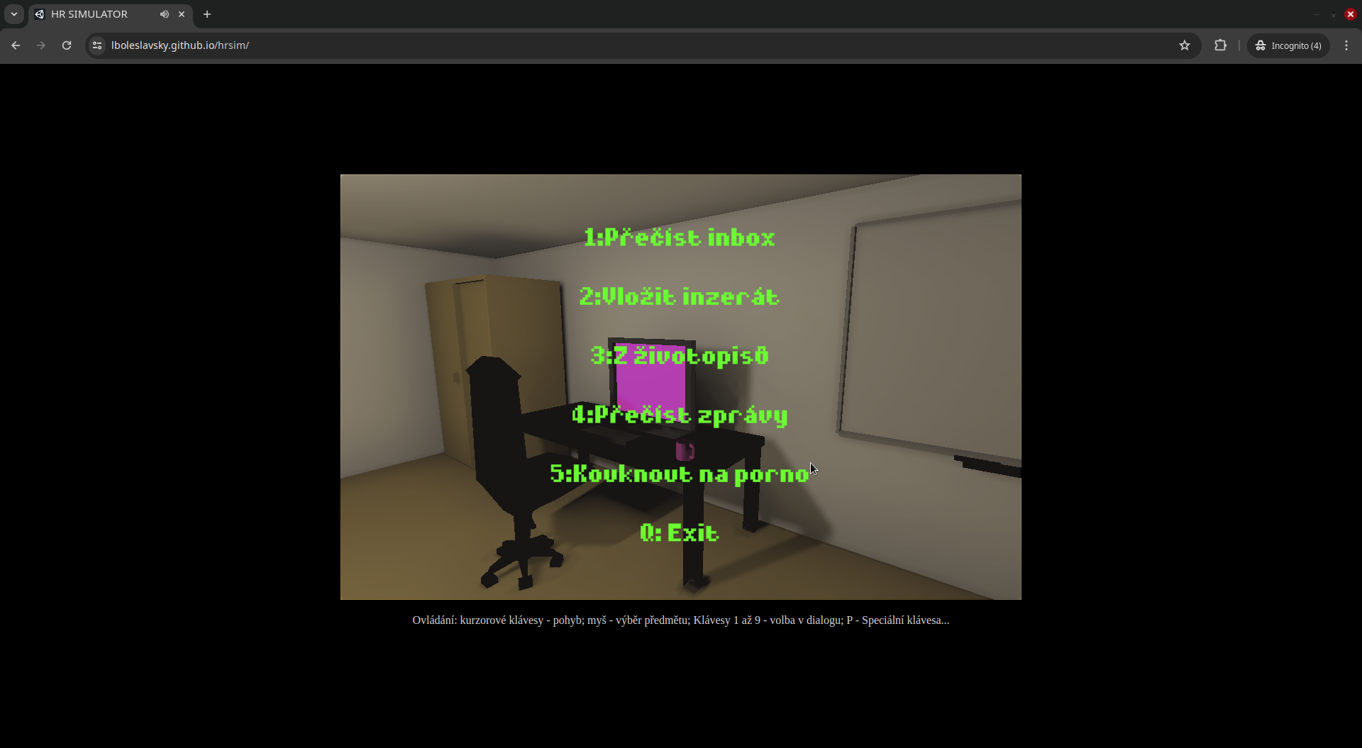 Screenshot of HR SIMULATOR.